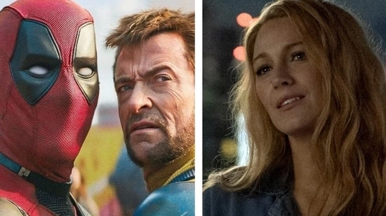 Ryan Reynolds Blake Lively Deadpool Wolverine It Ends With Us box office Marvel movie romantic drama Colleen Hoover bestselling novel global box office Hollywood power couple Shawn Levy Hugh Jackman North American theatres billion-dollar film Inside Out 2 Disney Columbia Pictures Wayfarer Studios Lily Bloom Justin Baldoni Brandon Sklenar CinemaScore video game adaptation Borderlands Eli Roth Cate Blanchett Kevin Hart Jack Black Rotten Tomatoes box office results summer release weekend earnings movie debut film production Hollywood couple Ryan Reynolds Blake Lively box office record box office history.