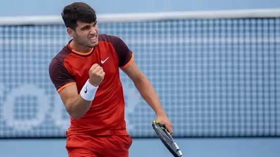 Carlos Alcaraz US Open 2024 Cincinnati Open Gael Monfils racket smashing emotional outburst tennis career French Open Wimbledon Olympics Novak Djokovic Jannik Sinner Daniil Medvedev Alexander Zverev world number one ranking Flushing Meadows hard court grand slam title tennis practice session competitive tennis season tennis tournaments professional tennis player tennis rankings top tennis players grand slam titles tennis victories sports news ATP tennis circuit tennis performance tennis matches sports updates