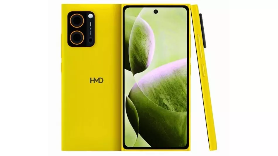 HMD Hyper OLED display 120Hz screen Nokia Lumia design Snapdragon 6 Gen 1 processor 50MP camera triple camera setup optical image stabilization 4K video recording 8GB RAM 256GB storage expandable microSD card 4,700mAh battery 33W fast charging yellow color boxy frame flat design black bezels front-facing camera 50MP selfie camera smartphone leaks upcoming smartphone Finnish company HMD branding Nokia Lumia 920 inspiration tech news smartphone rumors mobile technology upcoming gadgets phone specifications new smartphone releases