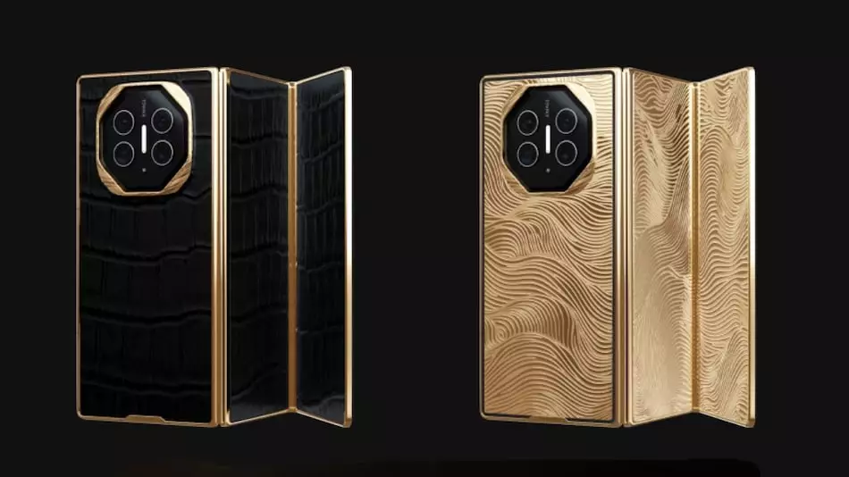 Caviar Huawei Mate XT Ultimate Design 24K gold triple-screen foldable phone Black Dragon Gold Dragon limited edition octa-core Kirin 9010 chipset 5600mAh battery 256GB storage 512GB storage 1TB storage HarmonyOS 4.2 flexible LTPO OLED screen 10.2-inch display 7.9-inch display 6.4-inch display 50-megapixel