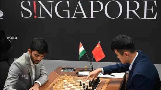 Ding Liren D Gukesh World Chess Championship Singapore Game 1 victory classical game French Defense King’s pawn Wilhelm Steinitz Viswanathan Anand Veselin Topalov post-match press conference strategy knight maneuver criticalDing Liren D Gukesh World Chess Championship Singapore Game 1 victory classical game French Defense King’s pawn Wilhelm Steinitz Viswanathan Anand Veselin Topalov post-match press conference strategy knight maneuver critical