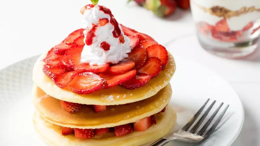 Strawberry pancakes recipe how to make strawberry pancakes fresh strawberry pancakes fluffy pancakes with strawberries breakfast recipes homemade strawberry pancakes easy pancake recipe pancake batter