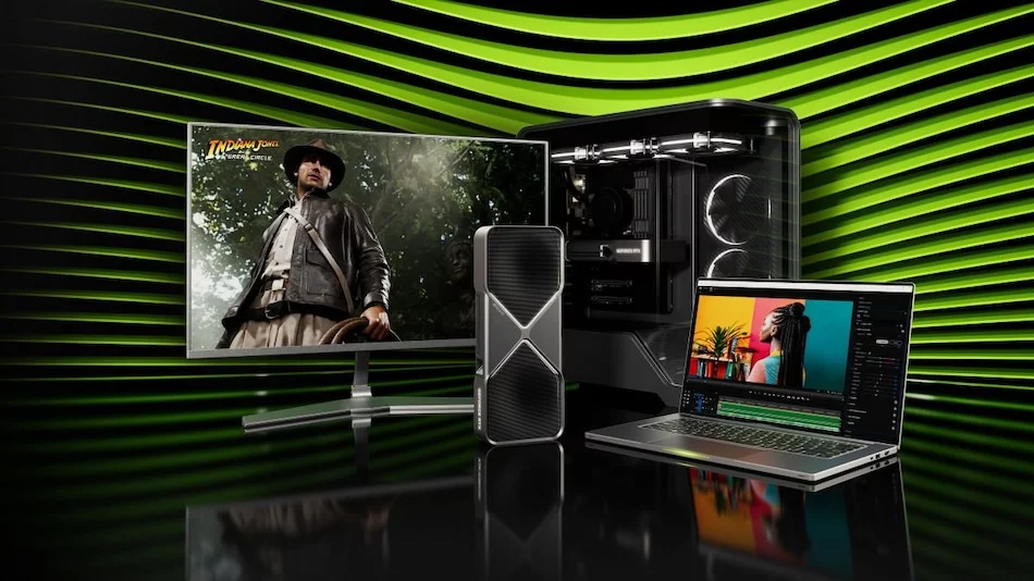Nvidia GeForce RTX 50 Series DLSS 4 Blackwell architecture RTX 5090 RTX 5080 RTX 5070 Ti RTX 5070 GDDR7 memory CUDA cores Nvidia GPUs CES 2025 gaming GPUs AI GPUs advanced ray tracing technology Nvidia Max-Q technology gaming laptops GDDR7 VRAM Nvidia GPUs