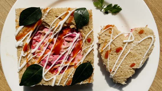 heart-shaped sandwich protein snack probiotics hung curd post-workout snack energy booster healthy sandwich recipe mid-day snack vegetable sandwich colorful vegetables digestive health muscle repair sandwich with hung curd protein-packed sandwich nutritious sandwich low-fat sandwich healthy ingredients probiotics for gut health whole wheat bread sandwich quick healthy snack protein recovery sandwich recipe healthy snack for tiffin sandwich for workout healthy sandwich ideas probiotics and protein sandwich fresh vegetables healthy energy booster sandwich colorful sandwich sandwich with sunflower seeds coleslaw