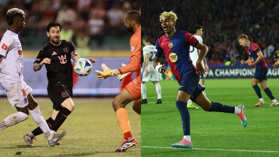 Barcelona vs Inter Milan Champions League semifinal first leg UEFA Champions League 2025 Inter Milan goals Champions League draw Barcelona Yamal goal Raphinha goal Dumfries bicycle kick Marcus Thuram goal Ferran Torres goal Champions League six-goal thriller UEFA stats Barcelona possession Yamal 100 appearances Camp Nou Champions League highlights Inter Milan defense Barcelona comeback Champions