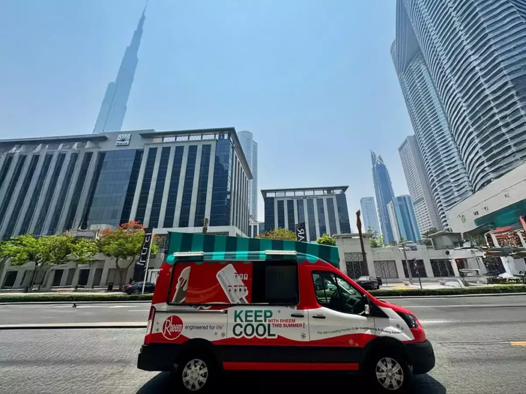 Dubai ice cream truck tour Rheem cooling solutions Rheem 100 years Rheem Dubai event free ice cream Dubai Serena Community events Al Furjan Spinneys parking summer treats in Dubai chilled desserts in Dubai ice cream giveaway in Dubai Dubai weekend plans Dubai community engagement summer 2025 Dubai Rheem Middle East celebration Dubai family-friendly events Dubai food truck Rheem ice truck tour Dubai