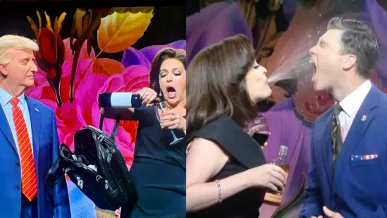 Cecily Strong returns to SNL Jeanine Pirro SNL sketch Colin Jost Pete Hegseth parody Cecily Strong wine spit Saturday Night Live comeback SNL Weekend Update Cecily Strong 2025 sketch comedy SNL viral moment SNL Jeanine Pirro 2025 SNL comedy segment Cecily Strong Colin Jost wine scene SNL Trump parody James Austin Johnson as Trump