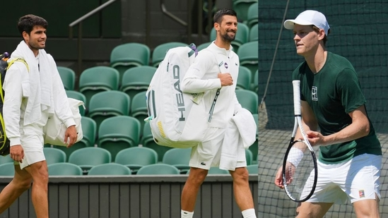 Wimbledon 2025 Novak Djokovic Carlos Alcaraz Jannik Sinner Wimbledon predictions grass court tennis Novak Djokovic record Wimbledon titles Grand Slam tennis news Wimbledon matches Novak Djokovic best chance to win Wimbledon Wimbledon history grass surface tennis legends Wimbledon semi finals