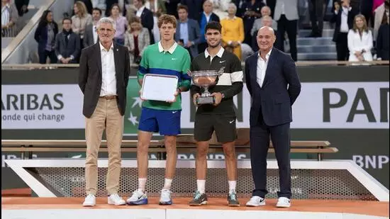 Carlos Alcaraz Jannik Sinner French Open 2025 Roland Garros final longest French Open match French Open history Grand Slam final Carlos Alcaraz win Sinner vs Alcaraz highlights Alcaraz fifth Grand Slam French Open men’s final tennis epic match historic tennis final Roland Garros moments tennis rivalry Alcaraz vs Sinner