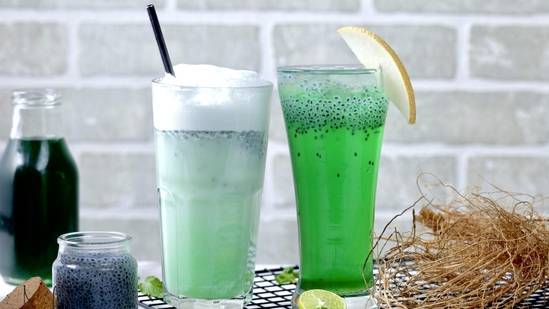 khus ice cream soda recipe khus soda recipe Indian ice cream soda desi ice cream float Ice Cream Soda Day recipe how to make khus syrup summer drinks India Indian summer beverages vetiver root drink homemade khus syrup Chef Kunal Kapur recipe khus drink benefits basil seeds summer recipe soda with ice cream khus dessert khus float ice cream soda Indian style natural summer cooler traditional Indian drinks vetiver syrup