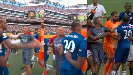 Chelsea Club World Cup final brawl PSG Chelsea fight Luis Enrique Joao Pedro face shove Chelsea vs PSG highlights Cole Palmer Golden Ball Chelsea Club World Cup 2025 MetLife Stadium Chelsea Premier League news Chelsea vs PSG clash FIFA Club World Cup champions Chelsea Andrey Santos fight Joao Pedro protects teammate Chelsea football fight video PSG manager Luis Enrique statement Chelsea post-match brawl viral Chelsea wins Club World Cup trophy Chelsea Cole Palmer goals Chelsea PSG brawl reaction Chelsea football