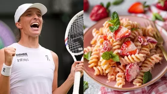 Iga Swiatek recipe Wimbledon strawberry pasta Polish summer dish strawberry yogurt pasta makaron z truskawkami how to make Polish strawberry pasta Swiatek pasta recipe sweet pasta recipes easy summer pasta dish strawberries with yogurt pasta refreshing pasta dishes unusual pasta recipes traditional Polish recipes viral Wimbledon food trend tennis star recipes Wimbledon food news summer recipes 2025