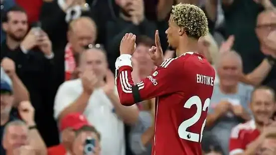 Hugo Ekitike Liverpool debut Hugo Ekitike goal Liverpool vs Bournemouth Premier League 2025 Liverpool Bournemouth highlights Liverpool new striker Diogo Jota tribute Liverpool Anfield atmosphere Liverpool transfer news Liverpool £70m signing Liverpool Bournemouth 4-2 Liverpool debutants Liverpool new season Liverpool Premier League champions Arne Slot Liverpool manager Liverpool vs Bournemouth report Liverpool goalscorers Mohamed Salah goal Federico Chiesa first goal Cody Gakpo goal Al