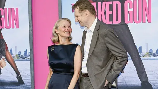 Liam Neeson Pamela Anderson NYC real estate news celebrity relationships Hollywood romance Liam Neeson house sale Park Millennium condo luxury apartment Central Park view celebrity couple rumors Pamela Anderson film promotion The Naked Gun premiere couple speculation celebrity lifestyle luxury