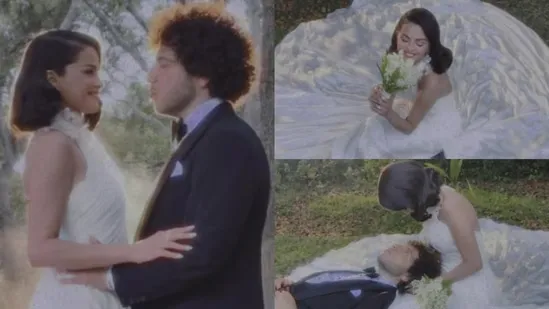 Selena Gomez wedding Benny Blanco wedding Selena Gomez Benny Blanco married Santa Barbara celebrity wedding Selena Gomez wedding dress Ralph Lauren wedding gown Selena Gomez Instagram photos Selena Gomez wedding pictures Selena Gomez bridal look Benny Blanco tuxedo Taylor Swift wedding guest Only Murders in the Building cast Selena Gomez wedding news Selena Gomez marriage details Selena Gomez wedding 2025 Selena Gomez Benny Blanco relationship Selena Gomez engagement 2024 celebrity weddings 2025 Selena Gomez bridal fashion Selena Gomez love story Selena Gomez happily ever after Selena Gomez