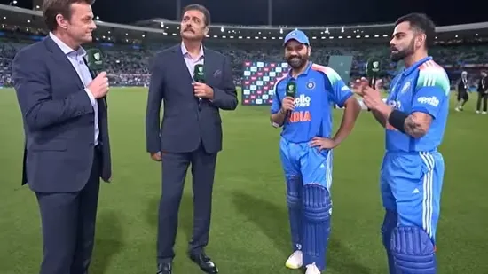 Ravi Shastri Virat Kohli reaction Rohit Sharma century India vs Australia ODI series final match Virat Kohli 74 not out Ravi Shastri panic Virat Kohli farewell moment India chase 237 runs Rohit Sharma Player of the Series Kohli Rohit partnership 168 run stand India avoids whitewash Fox Sports interview Adam Gilchrist chat Kohli thanks Australia Indian cricket news latest Virat Kohli retirement rumors Shastri reaction video India Australia highlights Virat Kohli post match speech Rohit Sharma interview Ravi Shastri Kohli chat Kohli Rohit