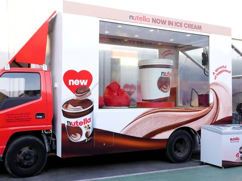 Nutella ice cream Dubai dessert truck Nutella Middle East hazelnut ice cream launch Dubai events food promotion street food activation Dubai lifestyle new product Nutella fans city tour catch the truck sweet treat brand marketing Dubai dessert lovers limited time offer food news UAE latest happenings family outing Dubai tourism food trend social media campaign capture photo tag Nutella ice cream lovers hazelnut flavor treat on wheels Dubai attractions new launch in UAE sweet experience city wide promotion taste Nutella new release outdoor event Dubai dining guide must try dessert Dubai outing city excitement brand experience food culture UAE November event trending now