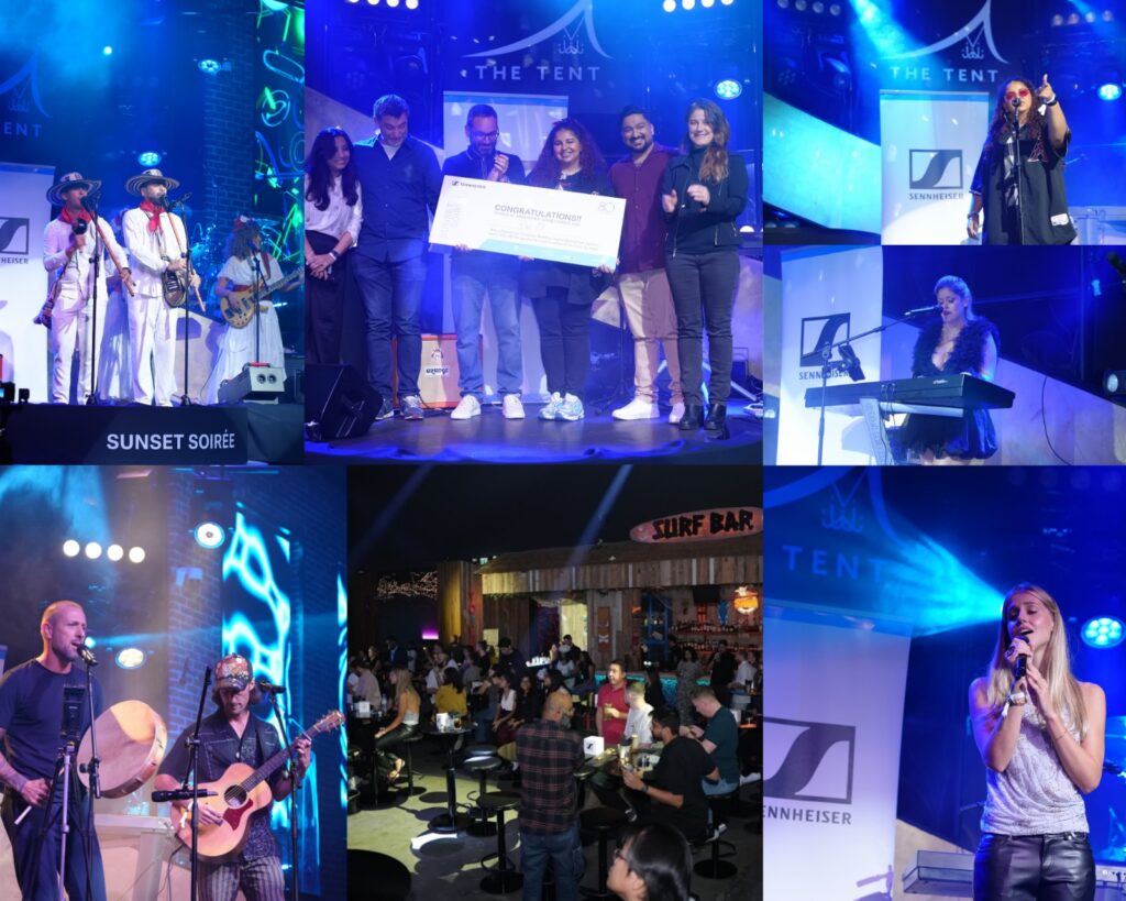 Sennheiser Sunset Soirée, Dubai music event, Sennheiser Middle East, Neumann audio, Bla Bla Dubai, UAE musicians, live performance technology, audio innovation, music community Dubai, Venuetech, Melody House, BarCoe Studio, The Fridge Warehouse, UAE creative industry