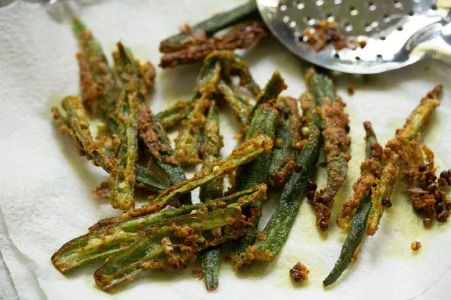 kurkuri bhindi recipe crispy okra fry Indian fried okra spiced bhindi fry gram flour okra recipe crunchy bhindi snack North Indian okra dish bhindi side dish Indian vegetarian recipe okra appetizer homemade kurkuri bhindi how to make crispy okra baked okra fries shallow fried okra masala bhindi fry easy okra recipe bhindi besan coating Indian snack recipe crispy vegetable snacks okra for dinner okra for lunch desi okra preparation okra with spices Indian comfort food bhindi for roti bhindi for dal rice besan okra recipe tangy okra fry crunchy veg recipe