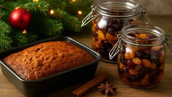 Christmas cake recipes 2025 fruit soaked Christmas cake egg cake eggless cake festive baking at home holiday baking recipes Chef Meenal Shejwar Christmas fruit soak Kerala style non alcoholic fruit soak kid friendly Christmas cakes Christmas cake with alcohol Christmas cake without alcohol Christmas dessert easy