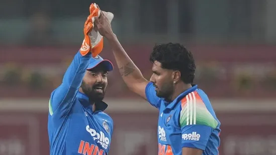 Harshit Rana performance KL Rahul reaction India vs South Africa ODI Harshit Rana wickets young Indian pacer Ranchi ODI highlights Indian cricket team fast bowler debut impact Harshit Rana spell KL Rahul praise Dewald Brevis wicket Ryan Rickelton dismissal Quinton de Kock wicket India cricket news ODI cricket updates Team India pace attack emerging Indian fast bowler Harshit Rana rise JSCA Stadium Ranchi match report