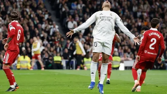 Kylian Mbappe Real Madrid scoring record Sevilla La Liga Cristiano Ronaldo birthday goal penalty Xabi Alonso Real Madrid win