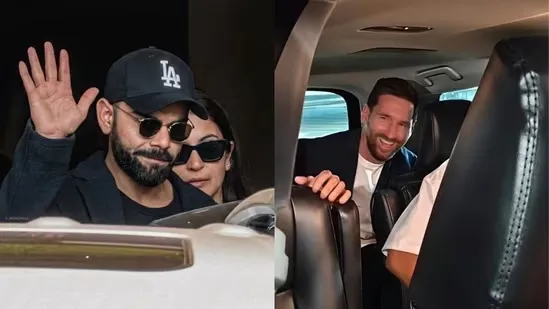 Virat Kohli Anushka Sharma Mumbai arrival Lionel Messi India visit Kohli Messi meeting speculation Indian cricket star football legend crossover sports news Mumbai airport celebrity arrival Messi charity event FIFA World Cup winner Messi India tour Kohli Anushka latest news sports crossover moment cricket football fans buzz Mumbai events celebrity sightings Indian sports headlines global sports icons Kohli news today Messi news India Mumbai celebrity couple sports culture India trending sports stories fan reactions social media buzz cricket legend football GOAT Mumbai sports events celebrity meetings India sports updates