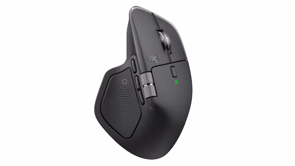 Logitech MX Master 4 India launch advanced mouse 8,000 DPI sensor multi-device pairing Actions Ring MagSpeed scroll wheel haptic feedback software integration wireless connectivity recycled plastic Graphite Pale Grey Adobe Creative Cloud subscription Logic