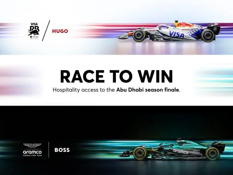 Race to Win BOSS HUGO stores Dubai Abu Dhabi racing simulators Yas Marina Circuit Abu Dhabi season finale VIP access Luna Lounge motorsport experiences exclusive collectibles BOSS Dubai Mall Fashion Avenue BOSS Palm Jumeirah HUGO Yas Mall Abu Dhabi racing competition Dubai shopping event Abu Dhabi shopping event VIP race weekend premium dining Cé La Vi live concerts trackside views instant leaderboard UAE motorsport challenge AMR25 Lego model car Aston Martin replica Alonso car model