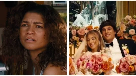 Euphoria Season 3 trailer Zendaya Rue return Euphoria new season HBO series April 12 premiere Euphoria cast Zendaya Sydney Sweeney Jacob Elordi Hunter Schafer Alexa Demie Euphoria time jump Euphoria adult phase Rue drug dealer Laurie Nate Cassie wedding Euphoria fan reactions Euphoria chaos season 3 Sam