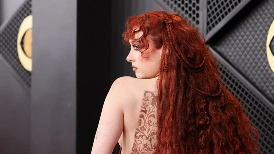 Chappell Roan Grammys Chappell Roan outfit Chappell Roan Mugler gown Grammys red carpet look Chappell Roan fashion Grammys 2026 Chappell Roan Instagram statement sheer gown Grammys celebrity fashion news Mugler custom dress Chappell Roan nipple rings Grammy Awards controversy Grammys red