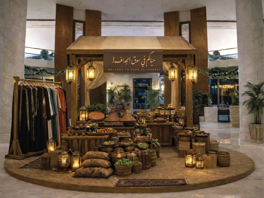 Ramadan iftar Dubai Marriott Hotel Al Jaddaf souq style iftar Dubai Arabian souq Ramadan experience Dubai traditional iftar Dubai cultural Ramadan dining Dubai Middle Eastern iftar Dubai Levantine cuisine Ramadan Dubai North African food Dubai Ramadan