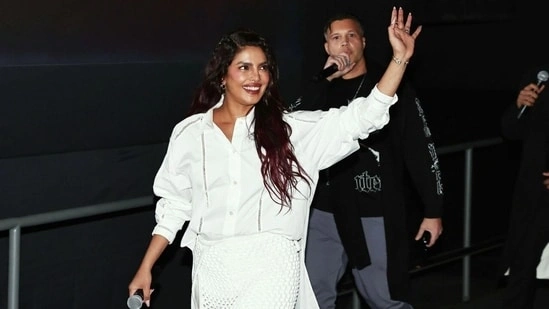 Priyanka Chopra The Bluff New York screening Priyanka Chopra surprise visit Priyanka Chopra New York theatre Priyanka Chopra film promotion The Bluff movie cast Karl Urban Temuera Morrison Amazon MGM Studios Frank E Flowers Joe Ballarini Russo Brothers AGBO Prime Video streaming The Bluff pirate film