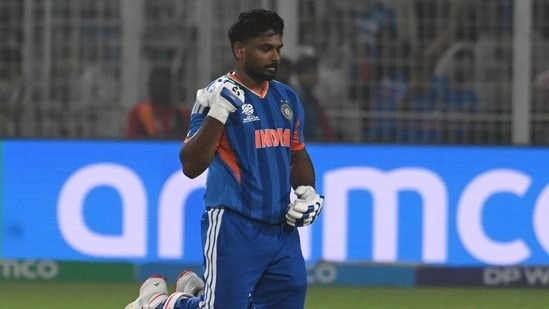 Sanju Samson T20 World Cup Sanju Samson 97 not out India vs West Indies T20 World Cup semifinal qualification Eden Gardens match Sanju Samson celebration India chase 196 runs ICC T20 World Cup 2026 India cricket news today Sanju Samson interview post match India cricket semifinal entry West Indies vs India