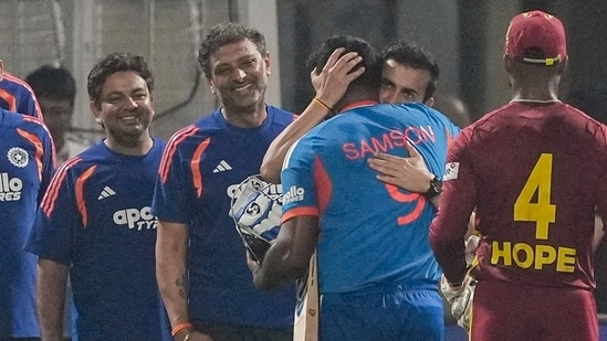 Sanju Samson innings Gautam Gambhir reaction India vs West Indies T20 World Cup semifinal India Wankhede Stadium match Sanju Samson 97 not out India cricket news March 2026 Gautam Gambhir press conference Sanju Samson comeback story India England semifinal preview Indian cricket team selection