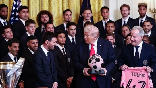 Lionel Messi White House visit Donald Trump Messi event Inter Miami MLS Cup celebration Messi honoured in Washington Messi vs Pele debate Donald Trump praises Messi Cristiano Ronaldo mention at White House Barron Trump Messi fan Inter Miami White House ceremony MLS news 2026 Messi Inter Miami success