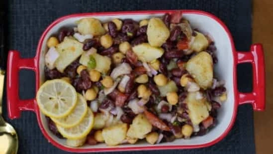 chickpea and rajma salad high protein salad recipe healthy lunch ideas weight loss salad recipe protein rich vegetarian meal healthy Indian salad recipe chickpea salad benefits rajma salad recipe easy healthy recipes