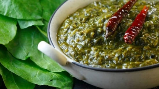 sarson da saag recipe Punjabi saag recipe Baisakhi food recipe mustard greens recipe Indian traditional food Punjabi food recipes healthy saag recipe homemade sarson da saag makki di roti recipe Baisakhi special dish