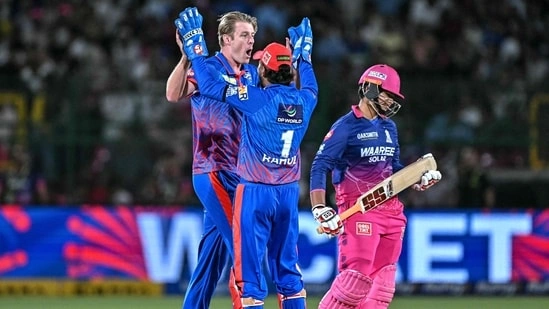 IPL 2026 Rajasthan Royals vs Delhi Capitals Vaibhav Sooryavanshi wicket Kyle Jamieson dismissal Mitchell